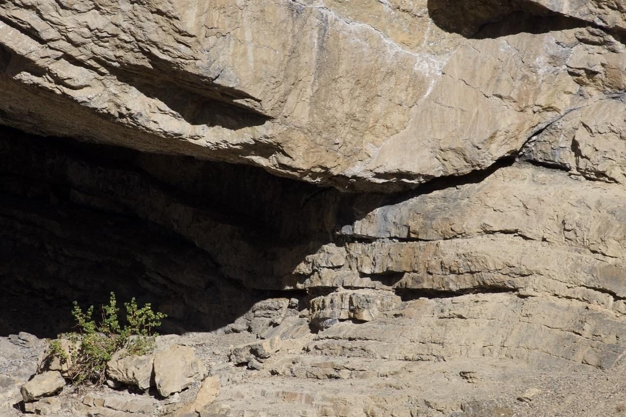 The cave across the gorge where the snow leopard rested