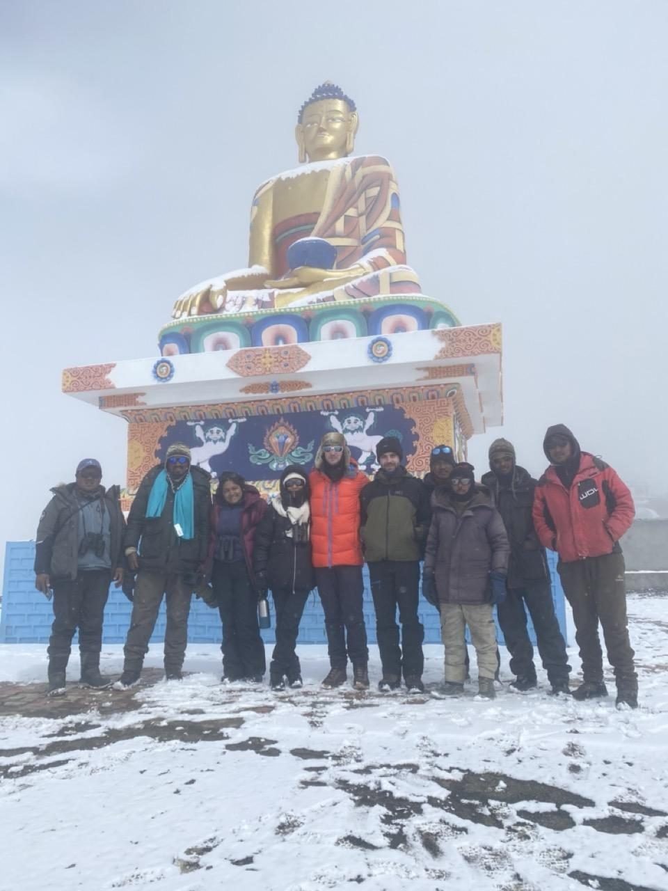 A Wild Wild Wanderer snow leopard expedition group in the snow at Spiti