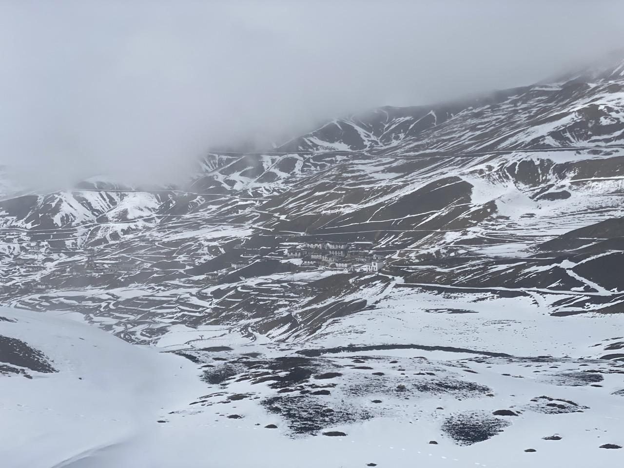 Spiti under snow and low cloud in winter